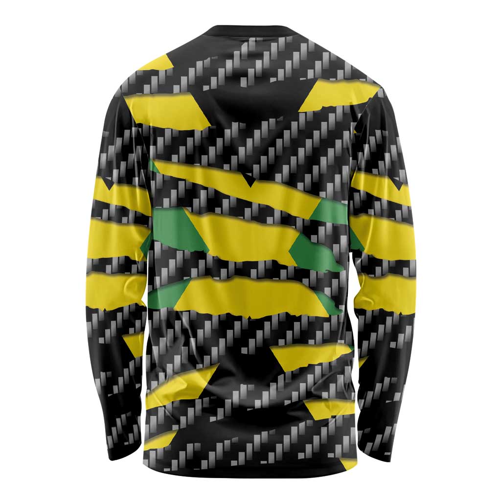 Jamaica Beast Long Sleeve Shirt Ripped Flag Graphic - Wonder Print Shop