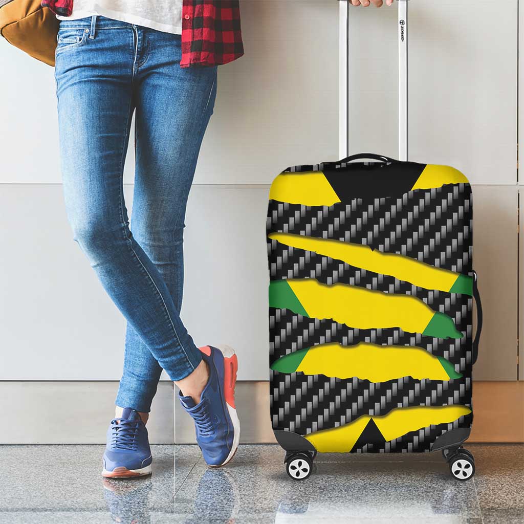 Jamaica Beast Luggage Cover Ripped Flag Graphic - Wonder Print Shop