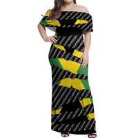 Jamaica Beast Off Shoulder Maxi Dress Ripped Flag Graphic - Wonder Print Shop