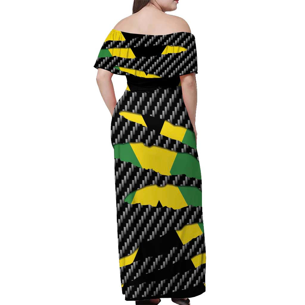 Jamaica Beast Off Shoulder Maxi Dress Ripped Flag Graphic - Wonder Print Shop