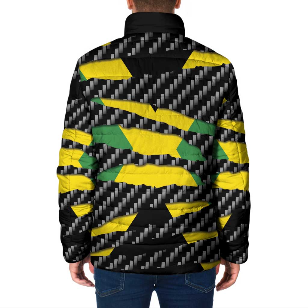 Jamaica Beast Padded Jacket Ripped Flag Graphic - Wonder Print Shop