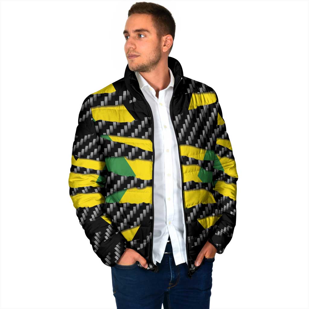 Jamaica Beast Padded Jacket Ripped Flag Graphic - Wonder Print Shop