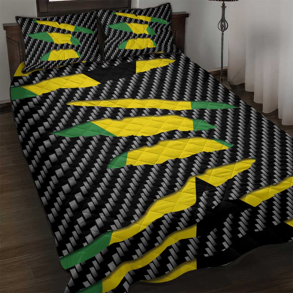 Jamaica Beast Quilt Bed Set Ripped Flag Graphic - Wonder Print Shop