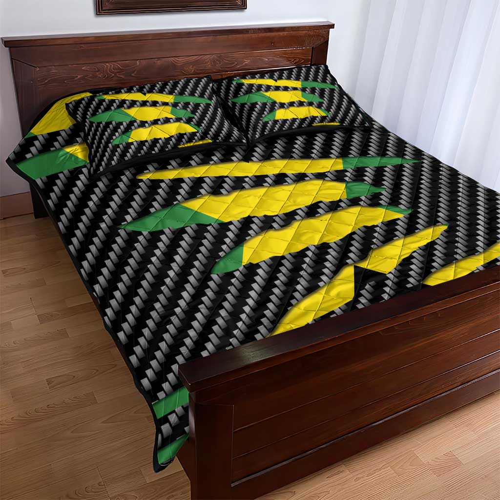 Jamaica Beast Quilt Bed Set Ripped Flag Graphic - Wonder Print Shop