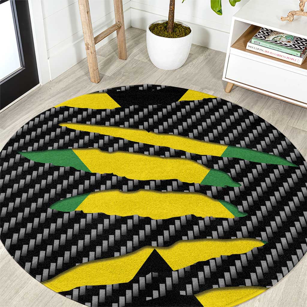 Jamaica Beast Round Carpet Ripped Flag Graphic - Wonder Print Shop