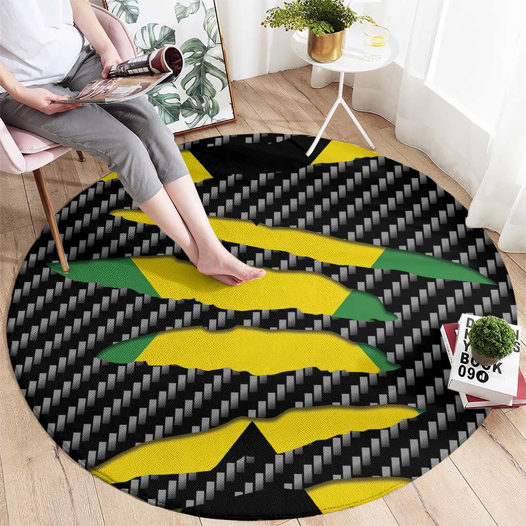 Jamaica Beast Round Carpet Ripped Flag Graphic - Wonder Print Shop