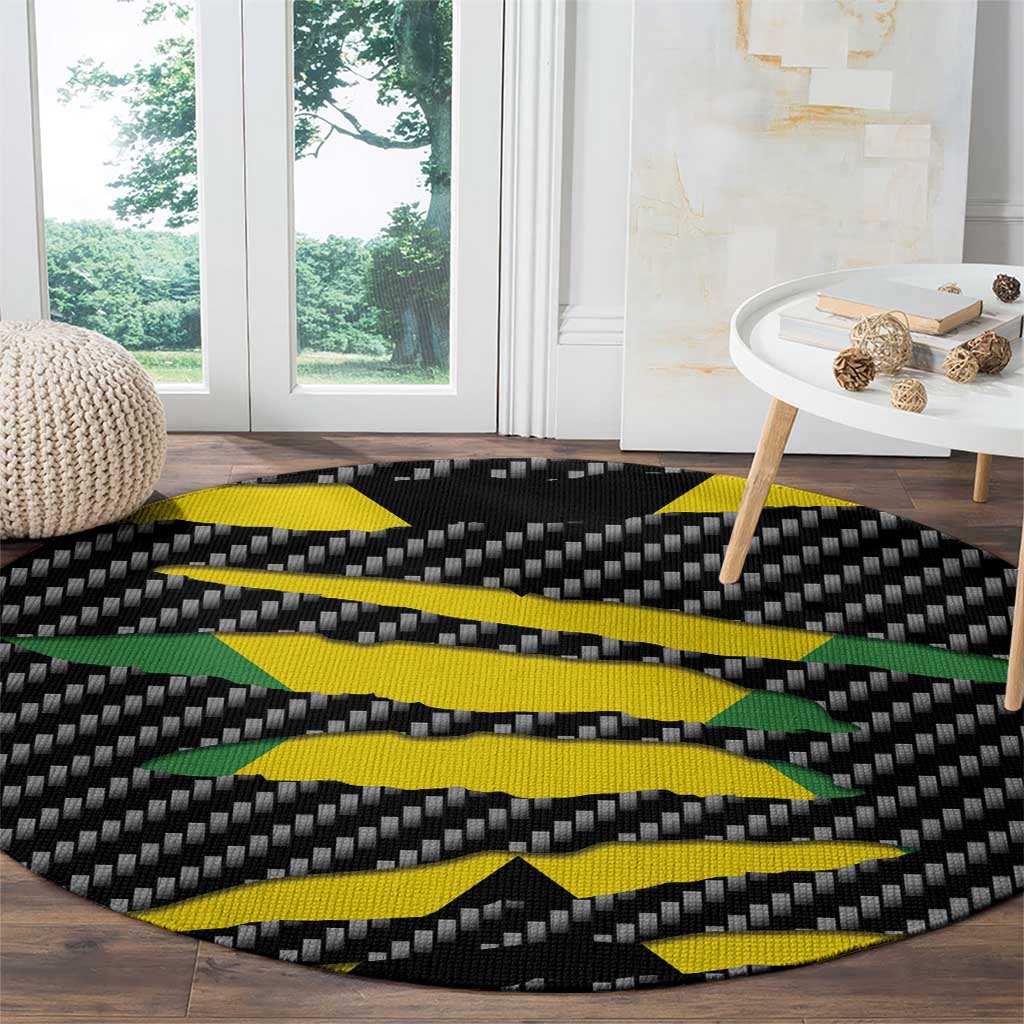 Jamaica Beast Round Carpet Ripped Flag Graphic - Wonder Print Shop