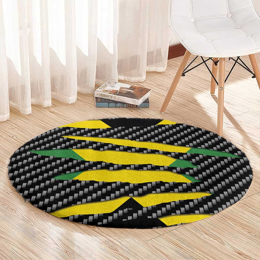 Jamaica Beast Round Carpet Ripped Flag Graphic - Wonder Print Shop