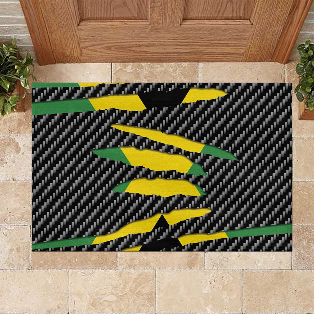 Jamaica Beast Rubber Doormat Ripped Flag Graphic - Wonder Print Shop