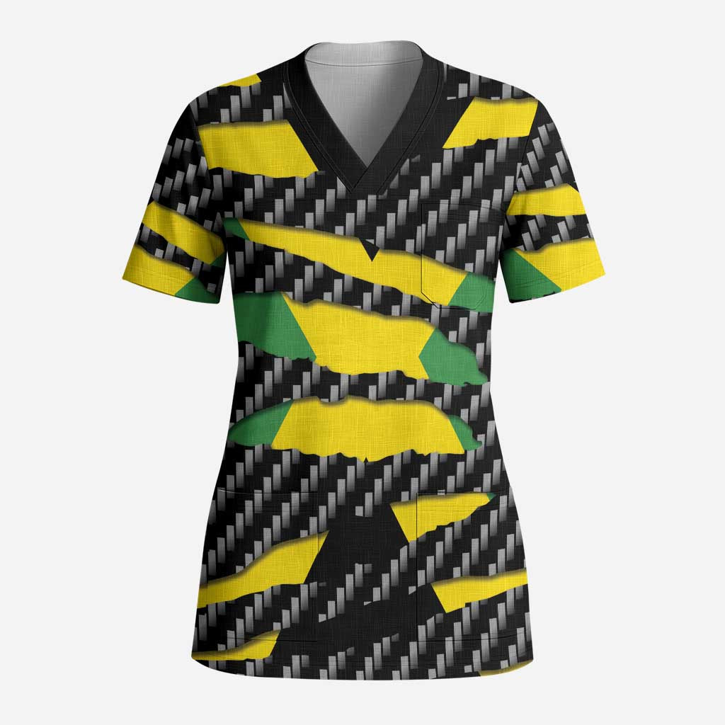 Jamaica Beast Scrub Top Ripped Flag Graphic - Wonder Print Shop