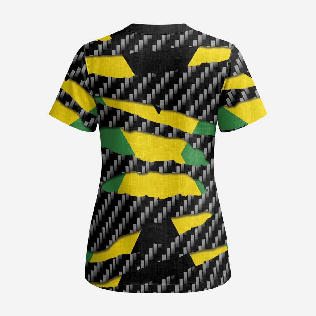 Jamaica Beast Scrub Top Ripped Flag Graphic - Wonder Print Shop