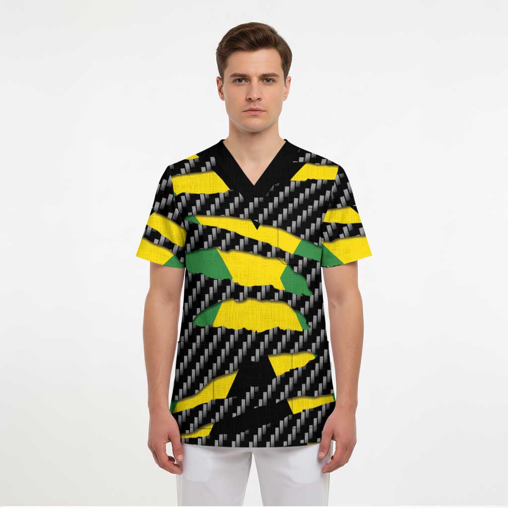Jamaica Beast Scrub Top Ripped Flag Graphic - Wonder Print Shop