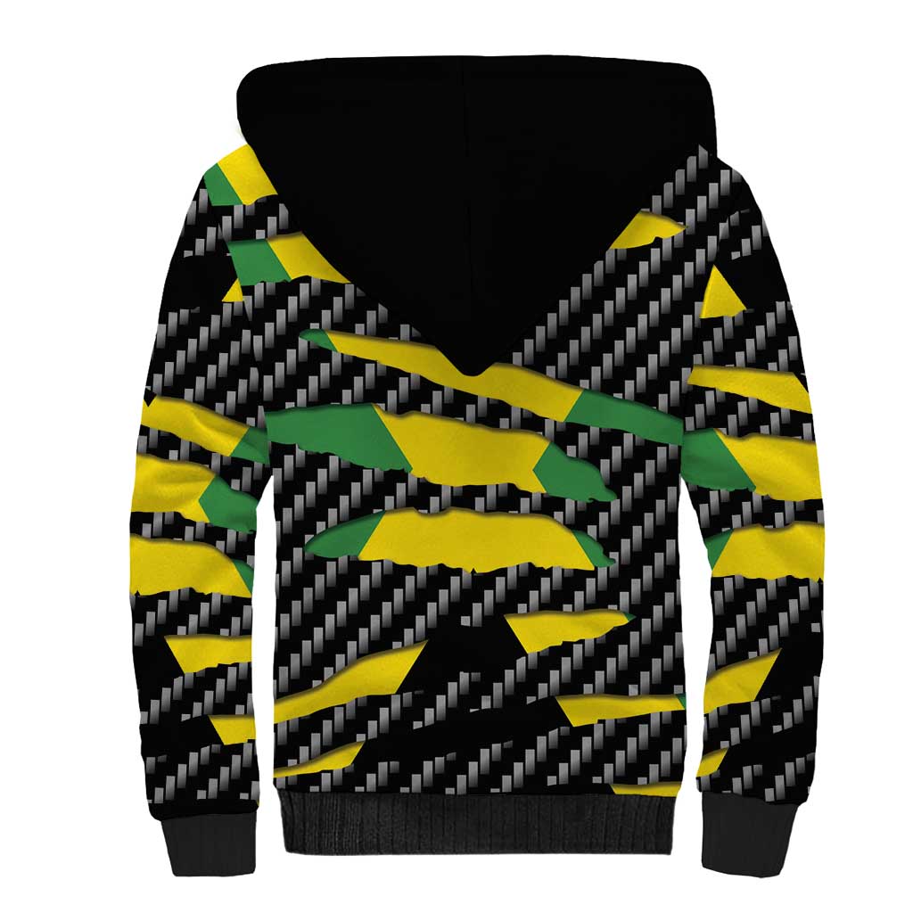 Jamaica Beast Sherpa Hoodie Ripped Flag Graphic - Wonder Print Shop