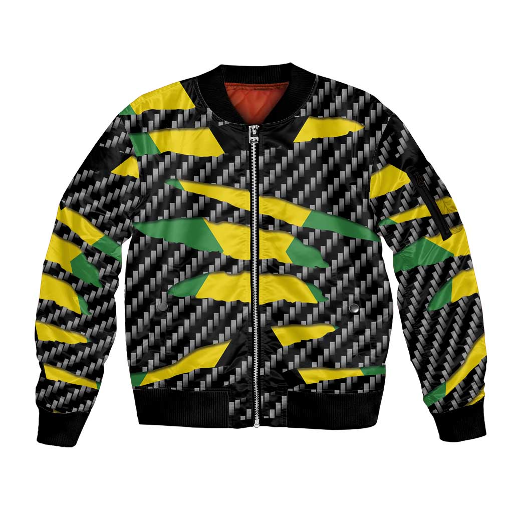 Jamaica Beast Sleeve Zip Bomber Jacket Ripped Flag Graphic - Wonder Print Shop