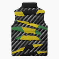 Jamaica Beast Sleeveless Puffer Jacket Ripped Flag Graphic - Wonder Print Shop