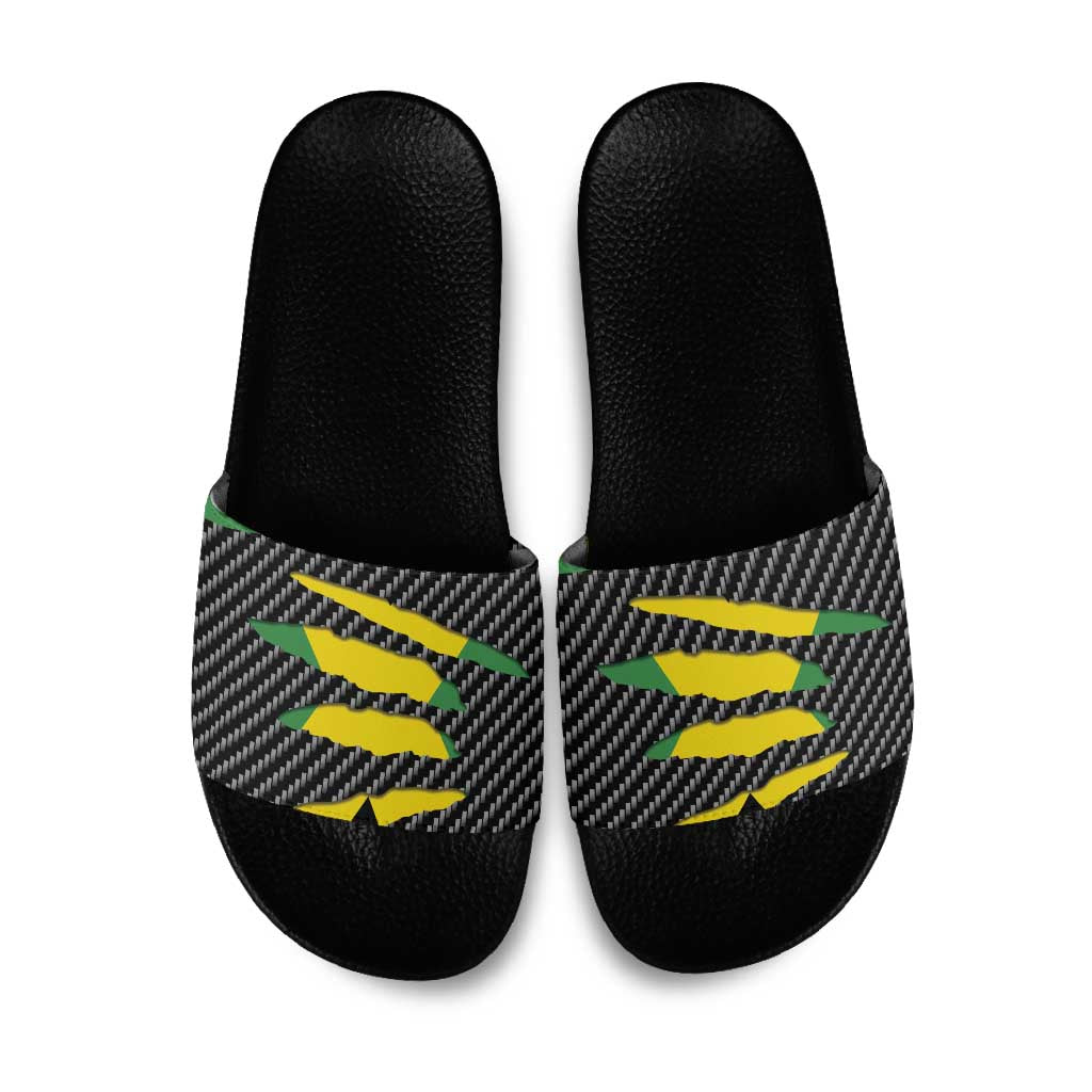 Jamaica Beast Slide Sandals Ripped Flag Graphic - Wonder Print Shop