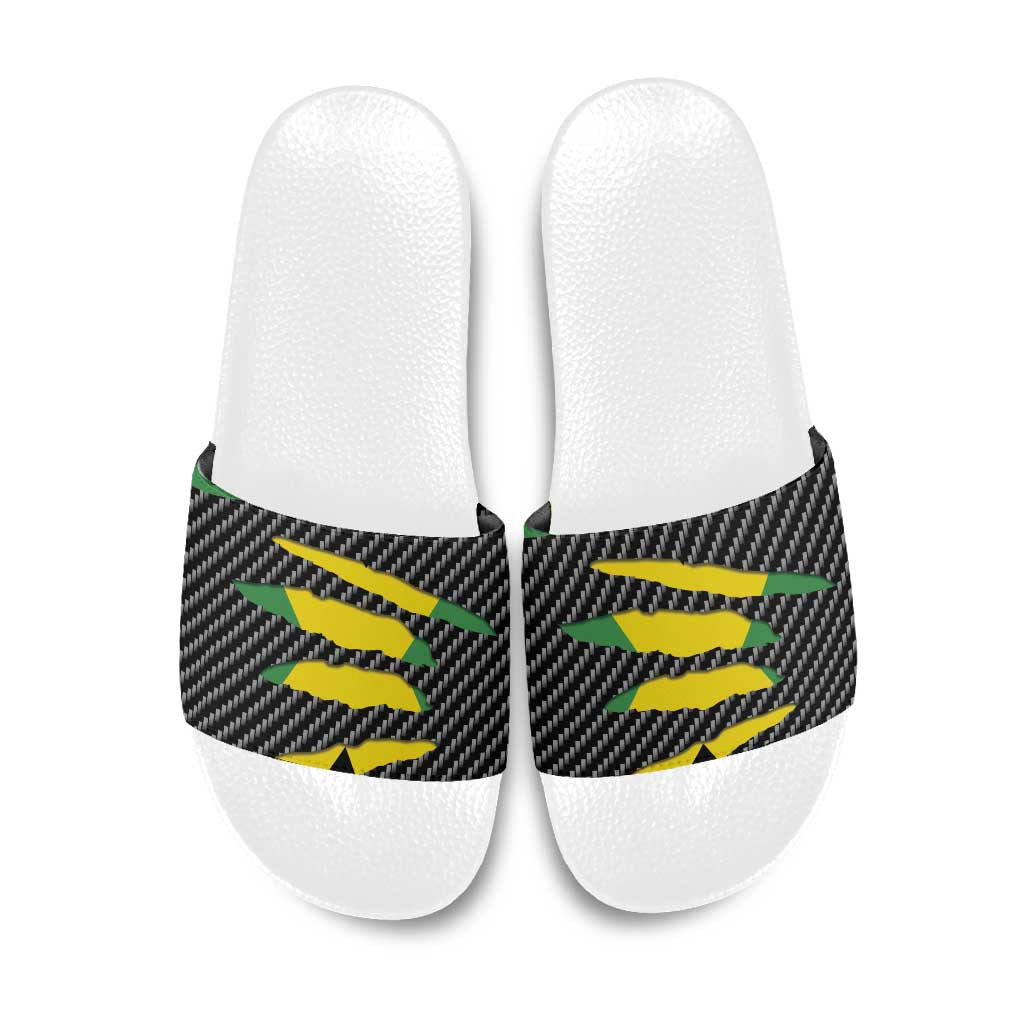 Jamaica Beast Slide Sandals Ripped Flag Graphic - Wonder Print Shop