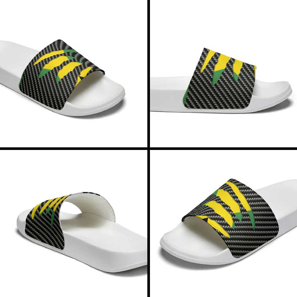 Jamaica Beast Slide Sandals Ripped Flag Graphic - Wonder Print Shop