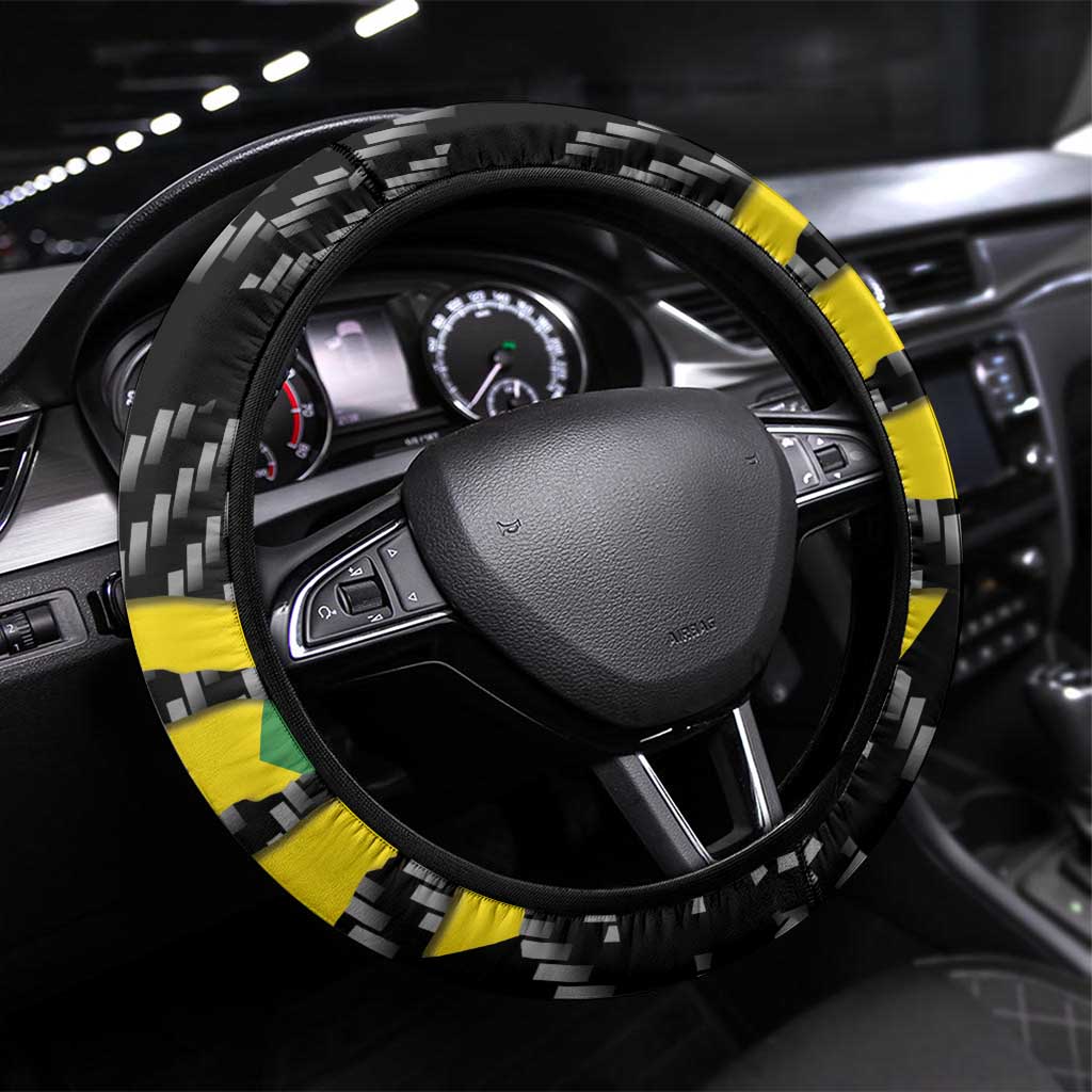 Jamaica Beast Steering Wheel Cover Ripped Flag Graphic - Wonder Print Shop