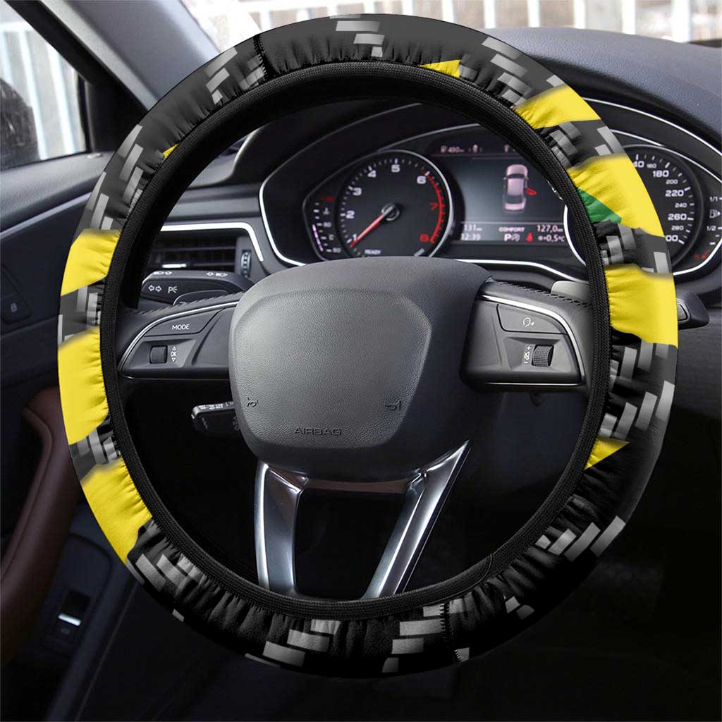Jamaica Beast Steering Wheel Cover Ripped Flag Graphic - Wonder Print Shop