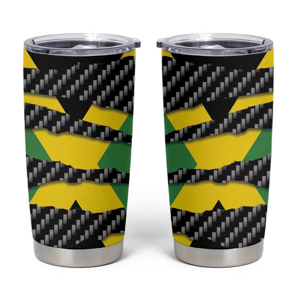 Jamaica Beast Tumbler Cup Ripped Flag Graphic - Wonder Print Shop
