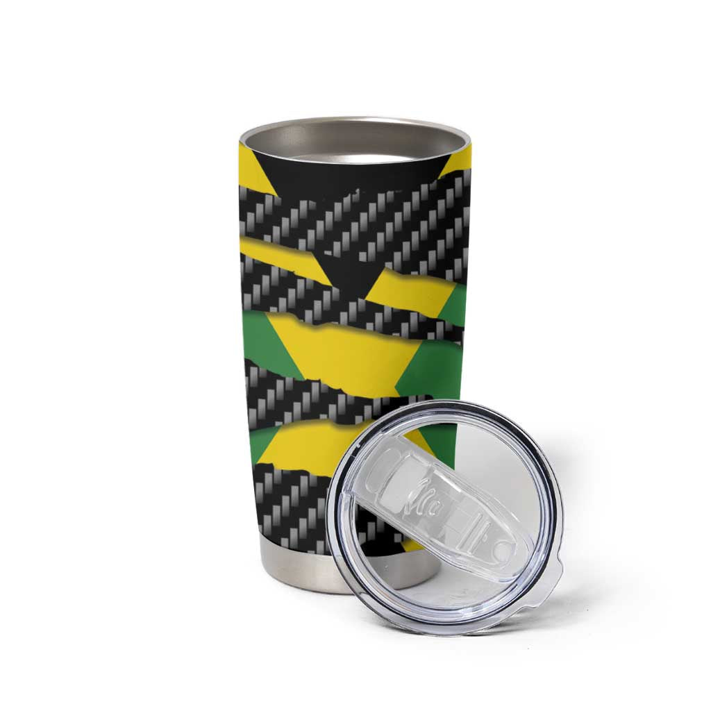 Jamaica Beast Tumbler Cup Ripped Flag Graphic - Wonder Print Shop