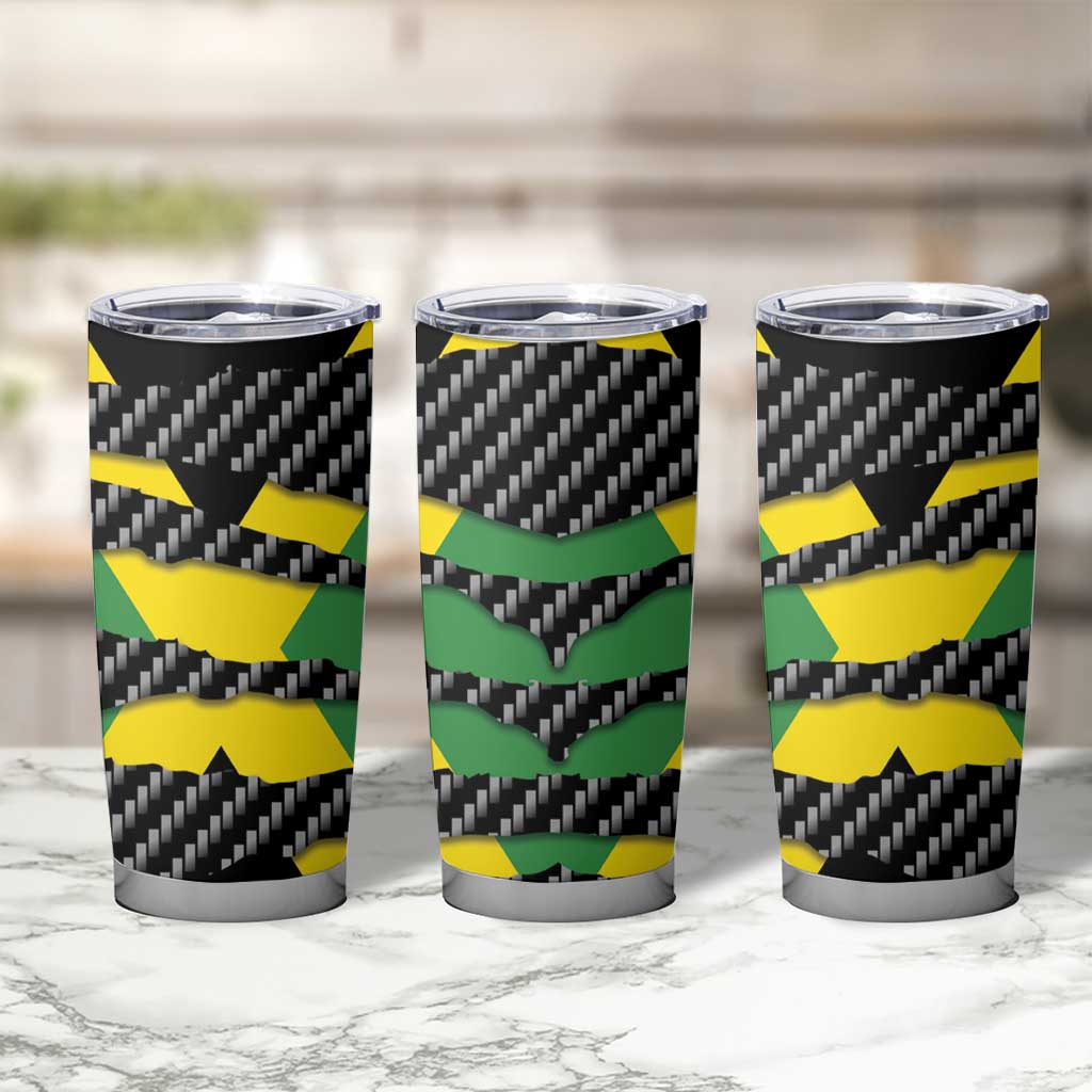 Jamaica Beast Tumbler Cup Ripped Flag Graphic - Wonder Print Shop