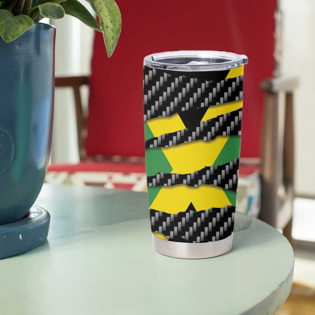 Jamaica Beast Tumbler Cup Ripped Flag Graphic - Wonder Print Shop