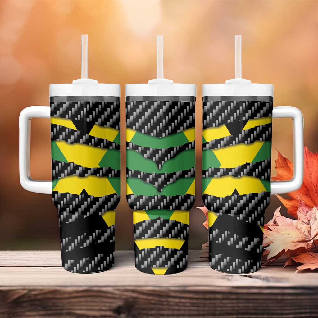 Jamaica Beast Tumbler With Handle Ripped Flag Graphic - Wonder Print Shop