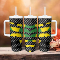 Jamaica Beast Tumbler With Handle Ripped Flag Graphic - Wonder Print Shop