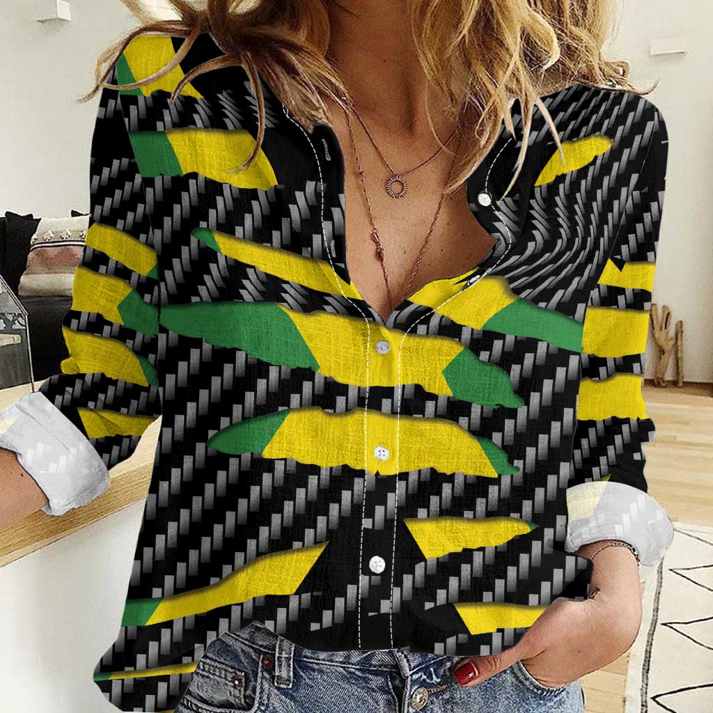 Jamaica Beast Women Casual Shirt Ripped Flag Graphic - Wonder Print Shop