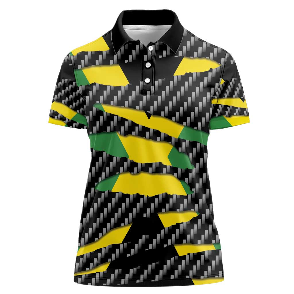 Jamaica Beast Women Polo Shirt Ripped Flag Graphic - Wonder Print Shop