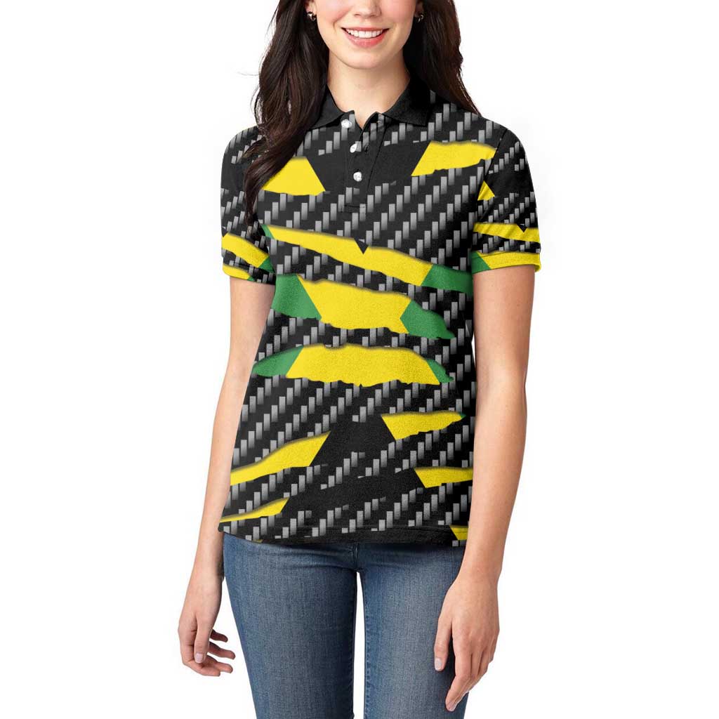 Jamaica Beast Women Polo Shirt Ripped Flag Graphic - Wonder Print Shop