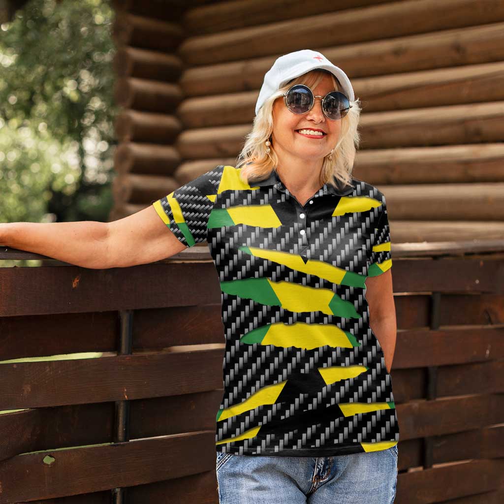 Jamaica Beast Women Polo Shirt Ripped Flag Graphic - Wonder Print Shop