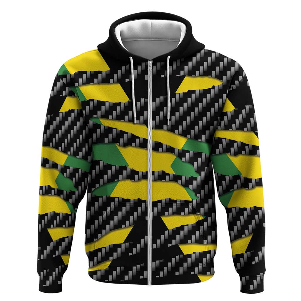 Jamaica Beast Zip Hoodie Ripped Flag Graphic - Wonder Print Shop
