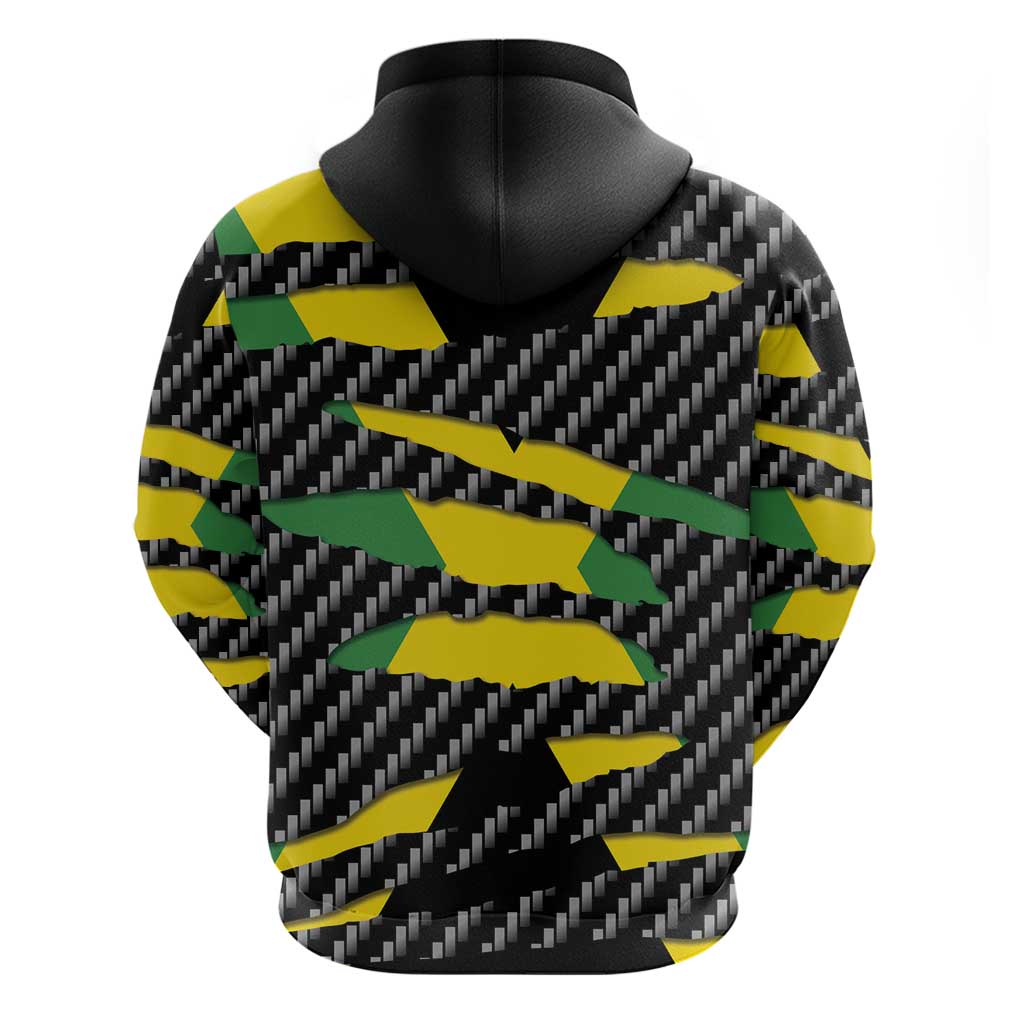 Jamaica Beast Zip Hoodie Ripped Flag Graphic - Wonder Print Shop