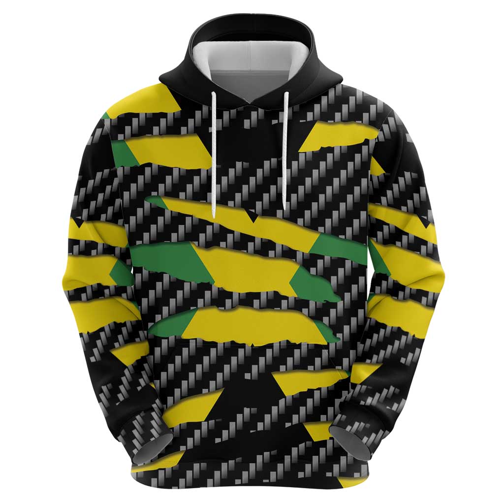 Jamaica Beast Zip Hoodie Ripped Flag Graphic - Wonder Print Shop