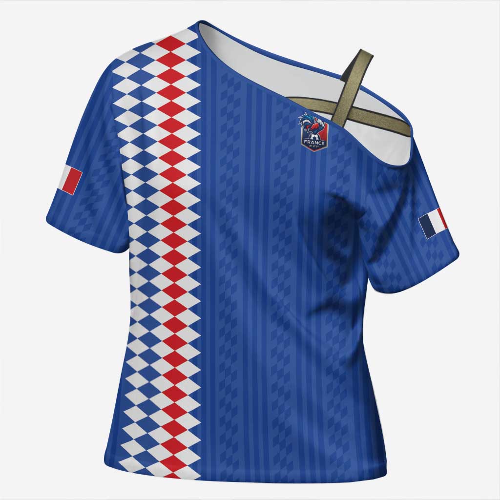 Custom World Football 2026 France Cross Shoulder Shirt Les Bleus Road To Champions - Wonder Print Shop