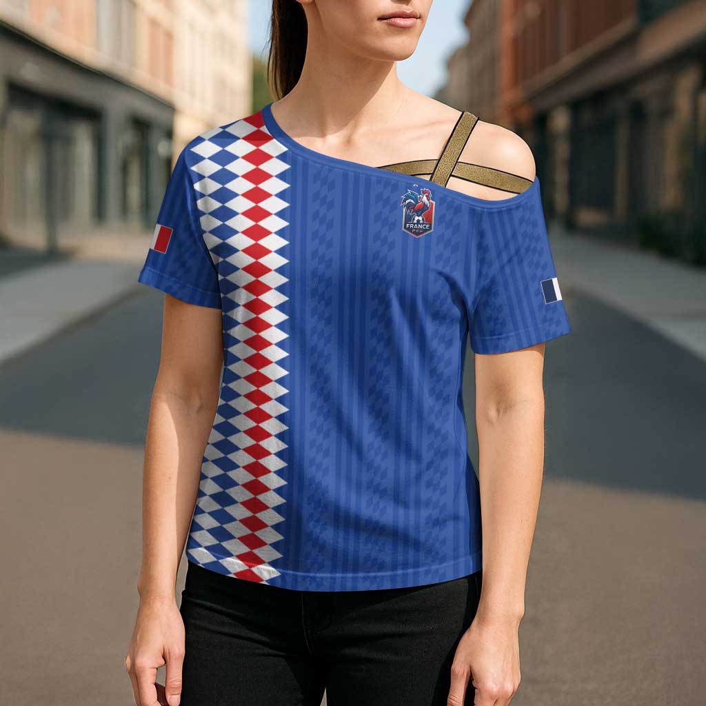 Custom World Football 2026 France Cross Shoulder Shirt Les Bleus Road To Champions - Wonder Print Shop