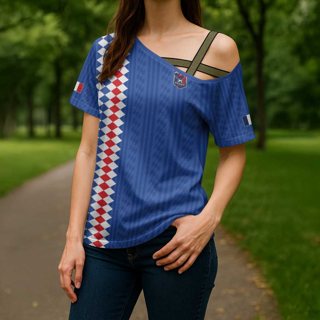 Custom World Football 2026 France Cross Shoulder Shirt Les Bleus Road To Champions - Wonder Print Shop