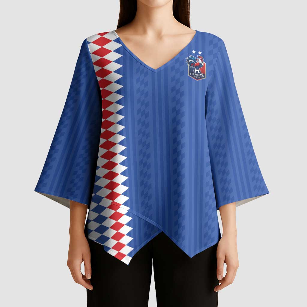 Custom World Football 2026 France Kimono Sleeve Blouse Les Bleus Road To Champions - Wonder Print Shop