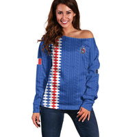 Custom World Football 2026 France Off Shoulder Sweater Les Bleus Road To Champions - Wonder Print Shop