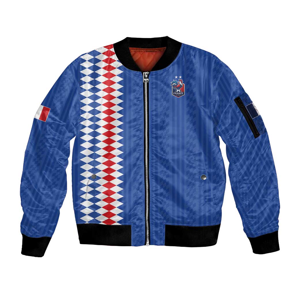 Custom World Football 2026 France Sleeve Zip Bomber Jacket Les Bleus Road To Champions - Wonder Print Shop