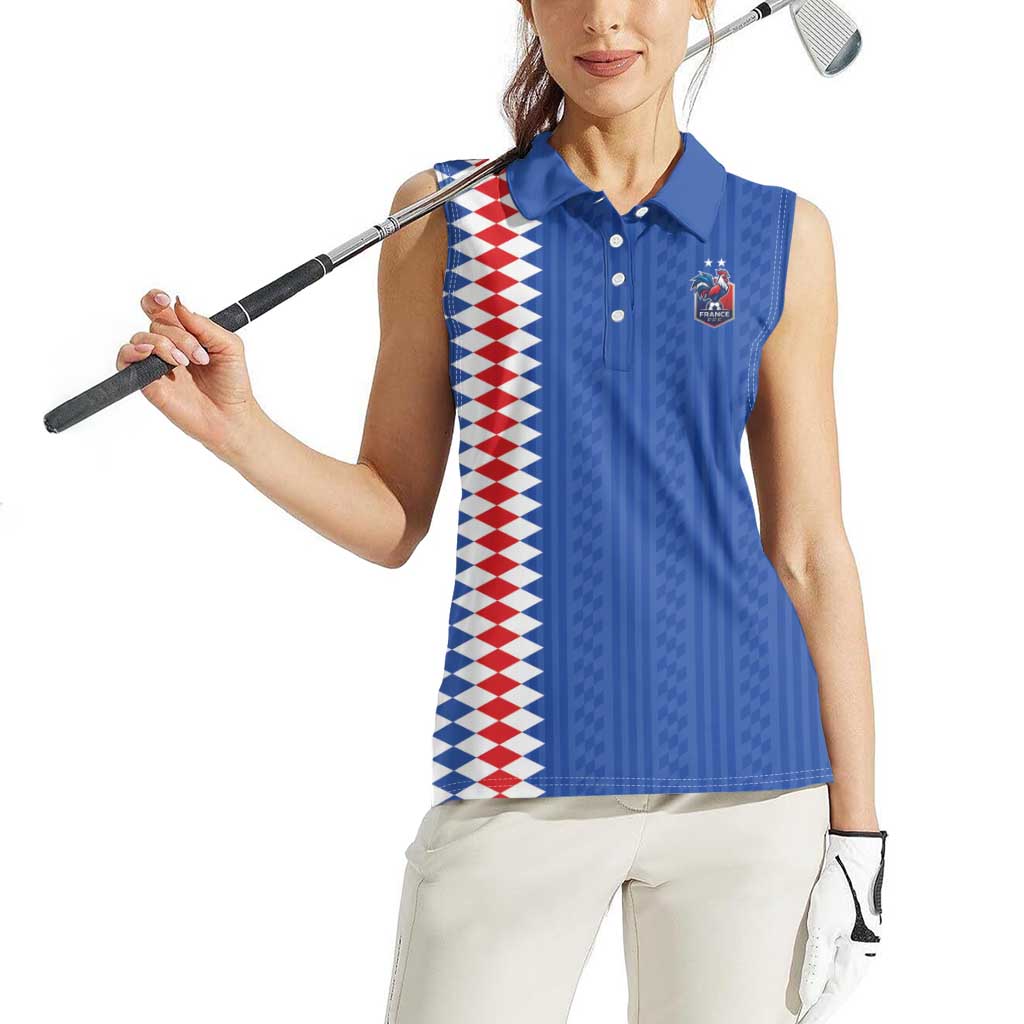 Custom World Football 2026 France Women Sleeveless Polo Shirt Les Bleus Road To Champions - Wonder Print Shop