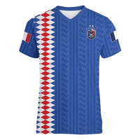 Custom World Football 2026 France Women V-Neck T-Shirt Les Bleus Road To Champions - Wonder Print Shop