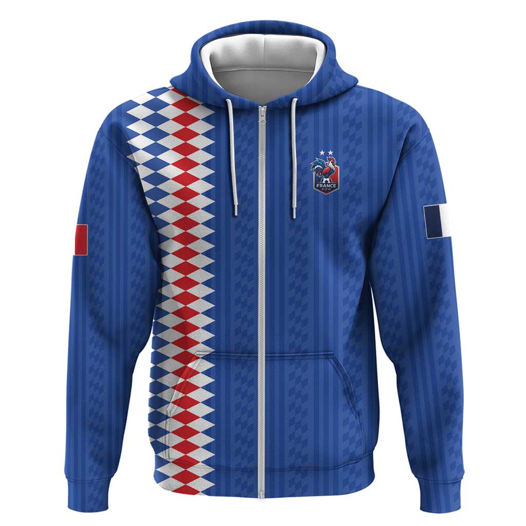 Custom World Football 2026 France Zip Hoodie Les Bleus Road To Champions - Wonder Print Shop