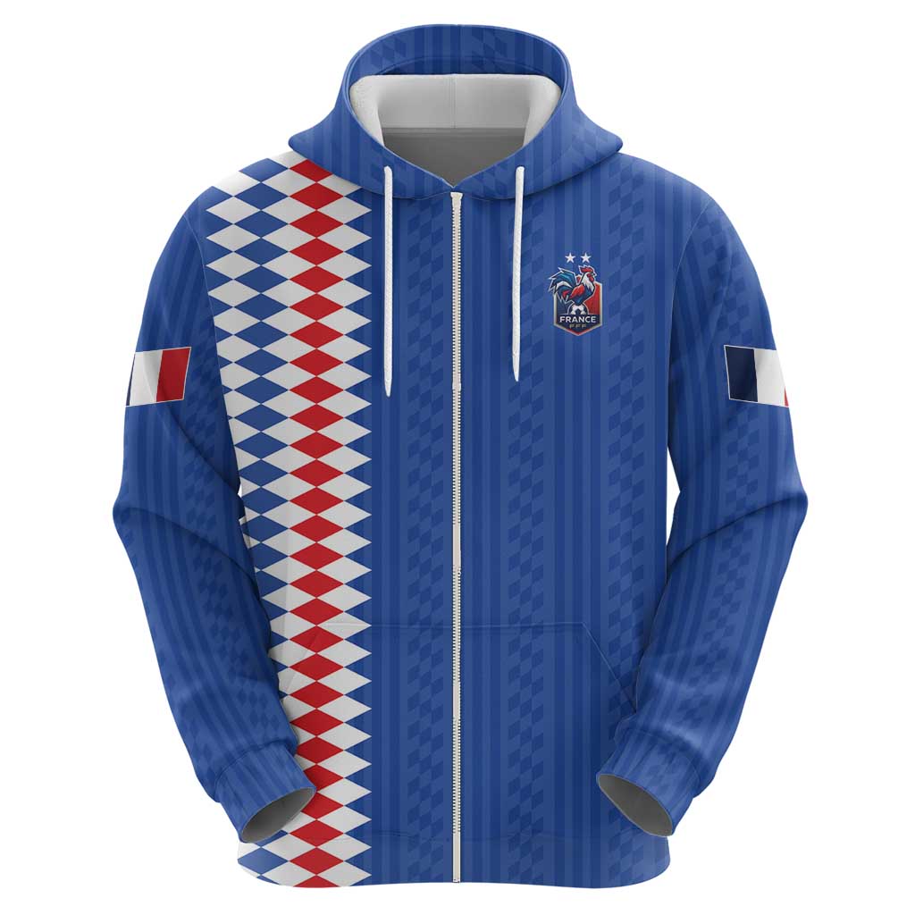 Custom World Football 2026 France Zip Hoodie Les Bleus Road To Champions - Wonder Print Shop