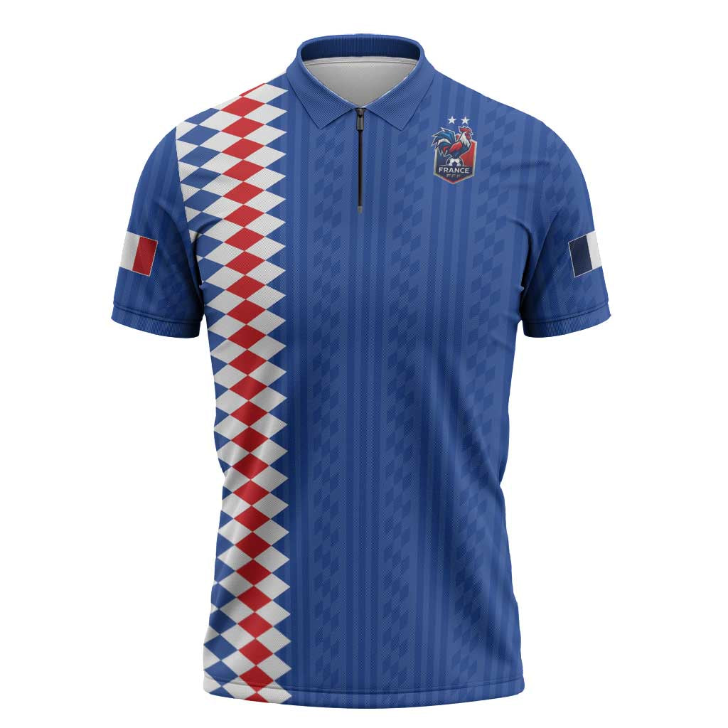 Custom World Football 2026 France Zipper Polo Shirt Les Bleus Road To Champions - Wonder Print Shop