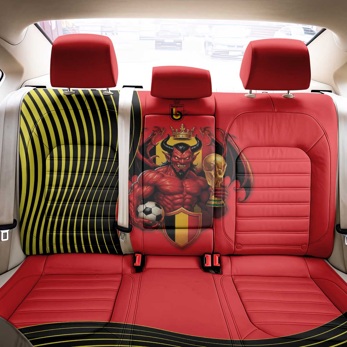 World Football 2026 Belgium Back Car Seat Cover Red Devils Go Champions - Wonder Print Shop