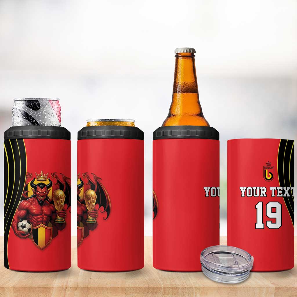 Custom World Football 2026 Belgium 4 in 1 Can Cooler Tumbler Red Devils Go Champions - Wonder Print Shop